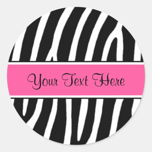 Pink Zebra Print Personalisiert Stickers (Vorderseite)