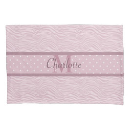 Pink Zebra Print & Polka Dots Mit Monogramm Kissenbezug