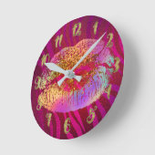 Pink Zebra Print Rainbow Glitter Lips Kiss Custom Runde Wanduhr (Winkel)