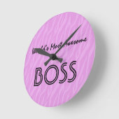 Pink Zebra Print World ist das Phantastischste BOS Runde Wanduhr (Winkel)