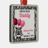 Pink Zebra Proud New Daddy Silbernes Ornament (Rechts)