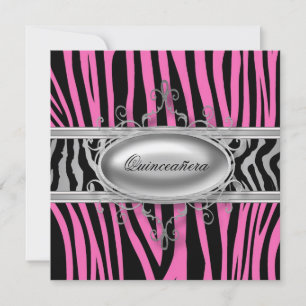 Pink Zebra Quinceanera Einladung