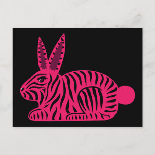 Pink Zebra Rabbit Postkarte