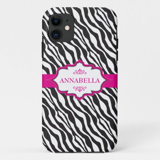 Pink Zebra Ribbon Case-Mate iPhone Hülle (Rückseite)