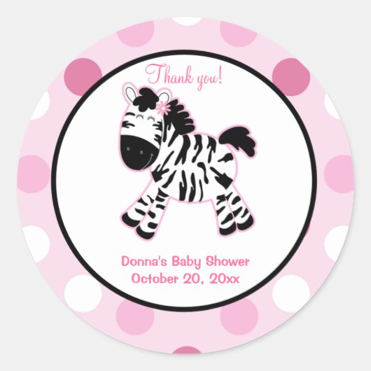 Pink Zebra Round Gevor Sticker (Vorderseite)