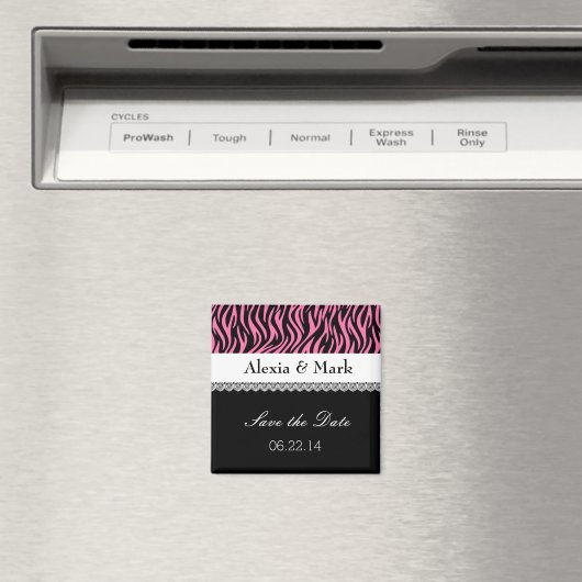 Pink Zebra Save the Date Wedding V05 Magnet (In Situ (Geschirrspüler))