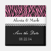 Pink Zebra Save the Date Wedding V05 Magnet (Vorne)