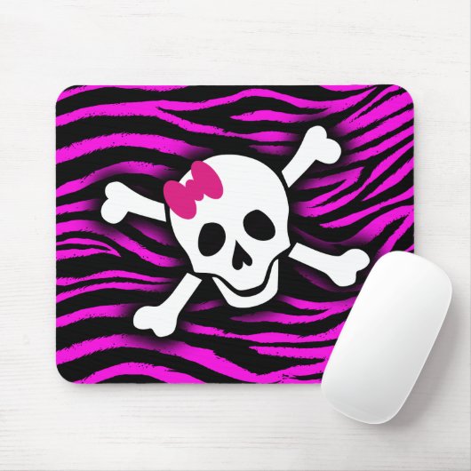 Pink Zebra Skull Mousepad (Mit Mouse)