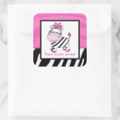Pink Zebra Square Gefälligkeitskleber (6 große) Quadratischer Aufkleber (Tasche)
