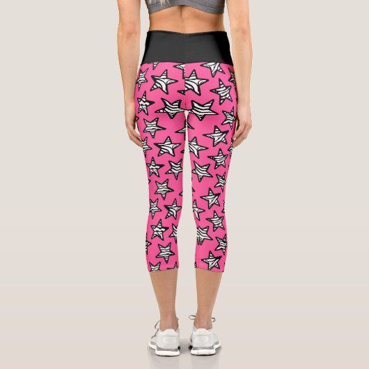 Pink Zebra Stars Capri Leggings (Rückseite)