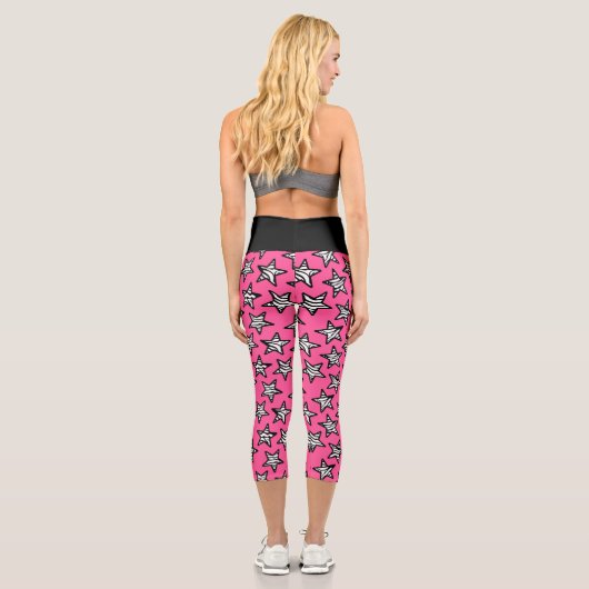 Pink Zebra Stars Capri Leggings (Rückseite)