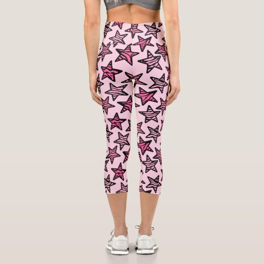 Pink Zebra Stars Capri Leggings (Rückseite)
