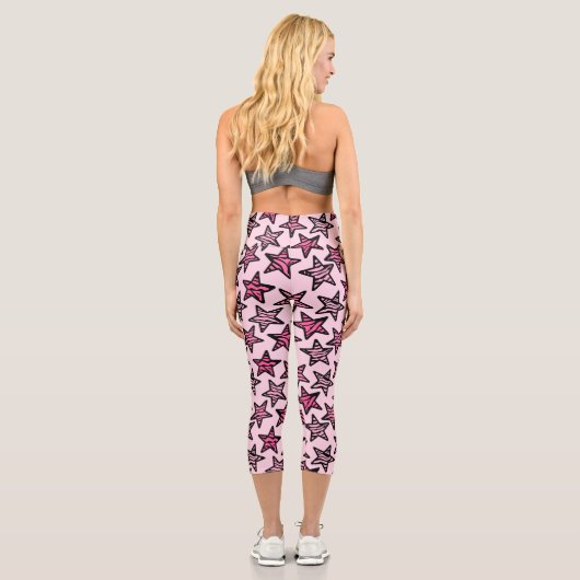 Pink Zebra Stars Capri Leggings (Rückseite)
