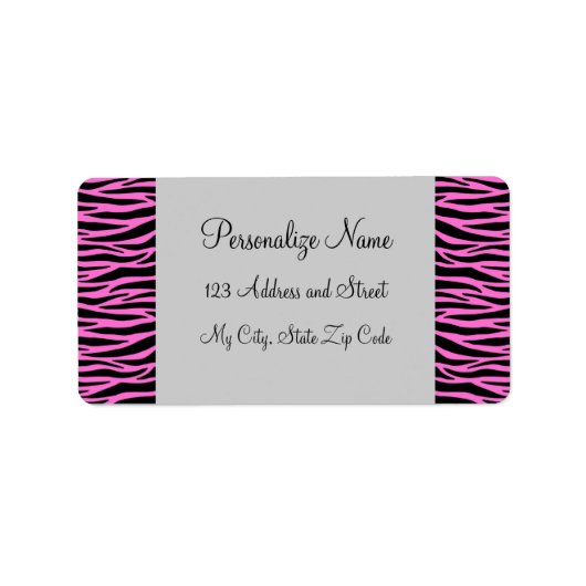 Pink Zebra Streifen Labels Adressaufkleber (Vorne)