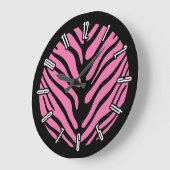 Pink Zebra Strip Pattern Große Wanduhr (Winkel)