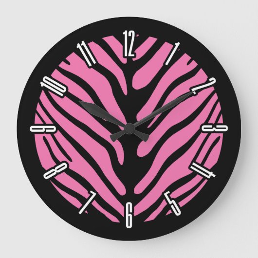 Pink Zebra Strip Pattern Große Wanduhr (Vorderseite)