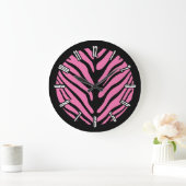 Pink Zebra Strip Pattern Große Wanduhr (Zuhause)