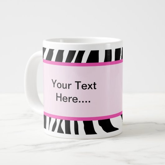 Pink Zebra Stripe 20oz Jumbo Kaffee Tasse (Vorderseite Links)