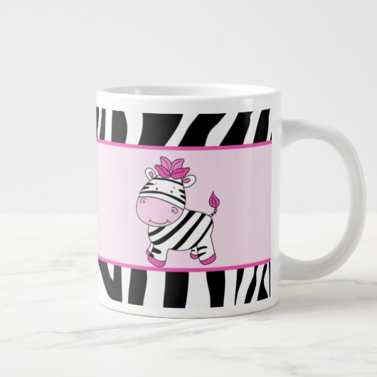 Pink Zebra Stripe 20oz Jumbo Tasse mit Zebra (Rechts)