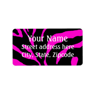 Pink Zebra Stripe Animal Print Adressaufkleber
