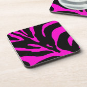 Pink Zebra Stripe Animal Print Getränkeuntersetzer (Linke Seite)