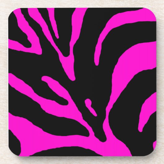 Pink Zebra Stripe Animal Print Getränkeuntersetzer (Vorderseite)