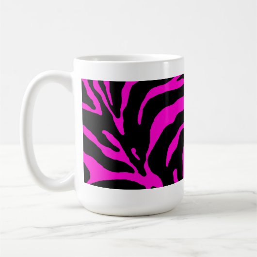 Pink Zebra Stripe Animal Print Kaffeetasse (Links)