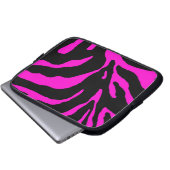 Pink Zebra Stripe Animal Print Laptopschutzhülle (Vorne Knopf)