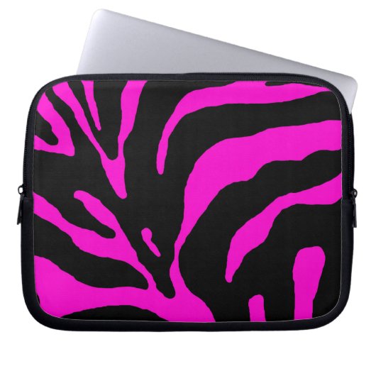 Pink Zebra Stripe Animal Print Laptopschutzhülle (Vorderseite)