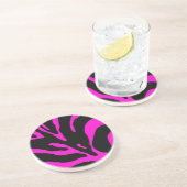 Pink Zebra Stripe Animal Print Untersetzer (Seite)