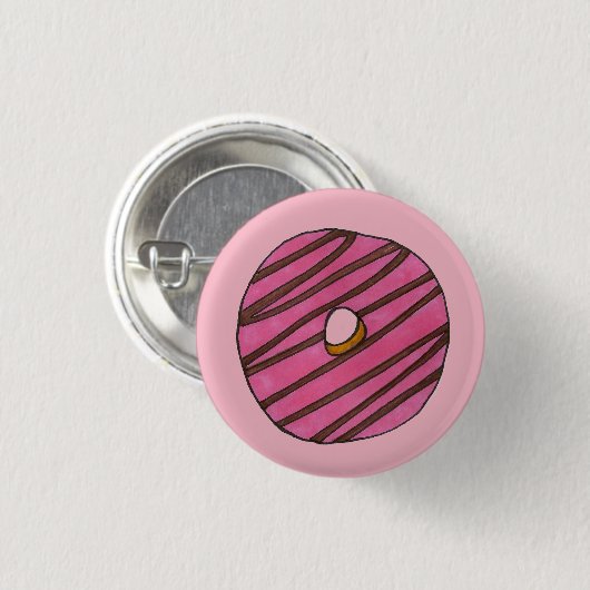 Pink Zebra Stripe Donut Doughnut Frühstück Küche Button (Vorne & Hinten)