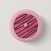 Pink Zebra Stripe Donut Doughnut Frühstück Küche Button (Vorderseite)