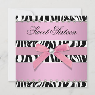 Pink Zebra Sweet 16 Geburtstagsfeier Einladung
