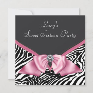 Pink Zebra Sweet 16 Geburtstagsfeier Einladung