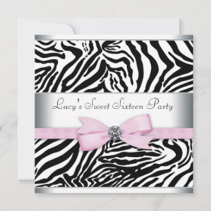 Pink Zebra Sweet Sixteen Geburtstagsfeier Einladung