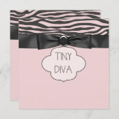 Pink Zebra Tiny Diva Girl Babydusche Einladung (Vorne/Hinten)