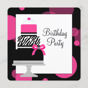 Pink-Zebra-Torte-Cupcake-Geburtstagsfeier Einladung