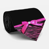 Pink Zebra und Bandbogengraphik Krawatte (Gerollt)