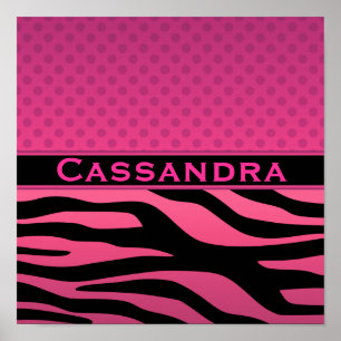Pink Zebra und Polka Dots Poster