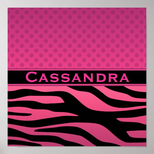 Pink Zebra und Polka Dots Poster (Vorne)