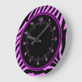 Pink Zebra Wall Clock Große Wanduhr (Winkel)