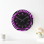 Pink Zebra Wall Clock Große Wanduhr (Zuhause)