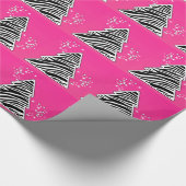 Pink Zebra Weihnachtsbaum Geschenkpapier (Ecke)