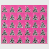 Pink Zebra Weihnachtsbaum Geschenkpapier (Flach)
