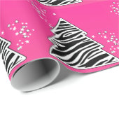 Pink Zebra Weihnachtsbaum Geschenkpapier (Rolleneckpunkt)