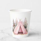 Pink Zelt Camping Cup Pappbecher (Vorderseite)