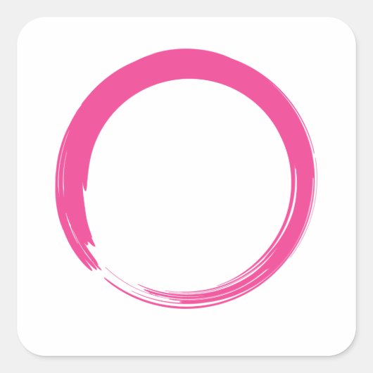 Pink Zen Symbol / Enso Circle Quadratischer Aufkleber (Vorderseite)