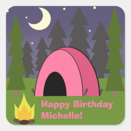 Pink Zent Birthday Camping Party Aufkleber