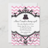 Pink Zickzack Baby Girl Dusche Einladung (Rückseite)