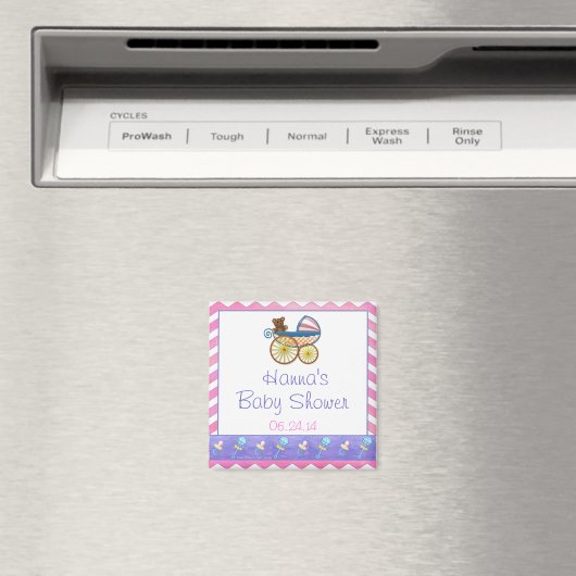 Pink Zickzack Baby Pram Baby Dusche Gefallen Magne Magnet (In Situ (Geschirrspüler))